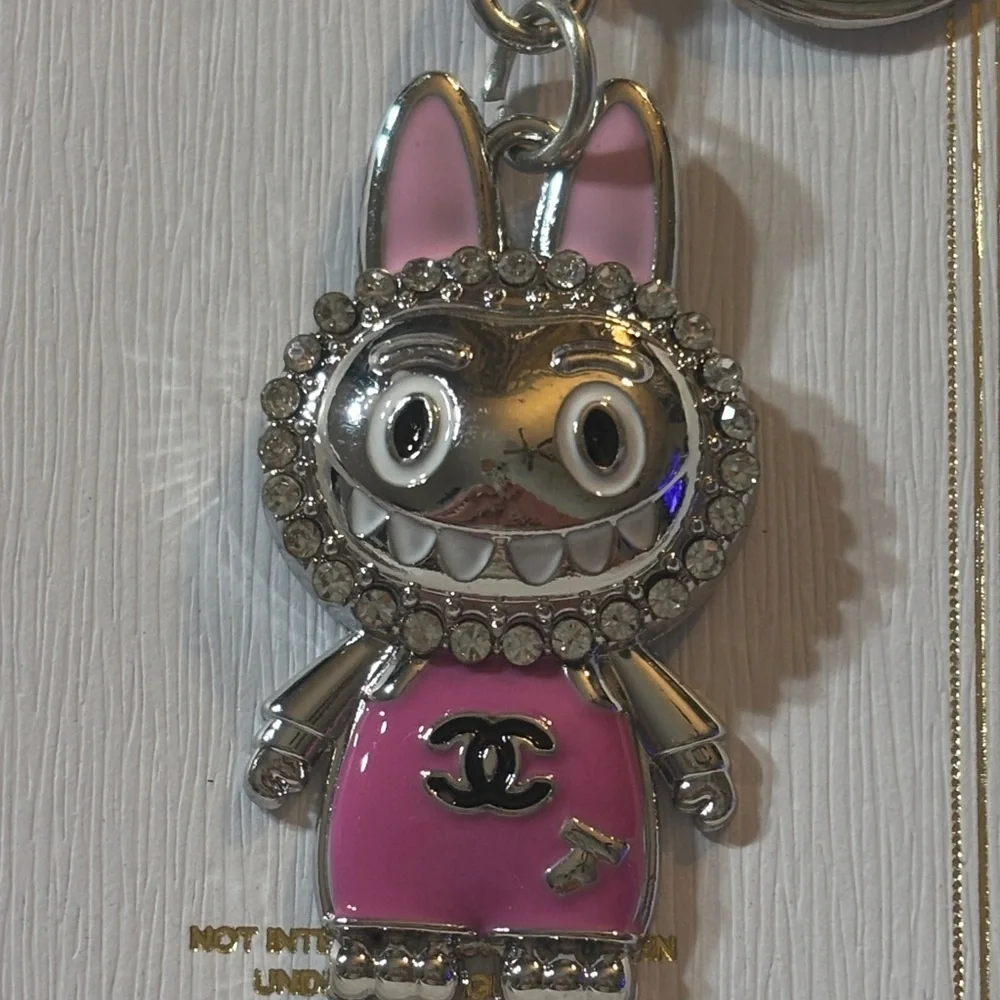 Pink and Silver Labubu Keychain/Bag Charm